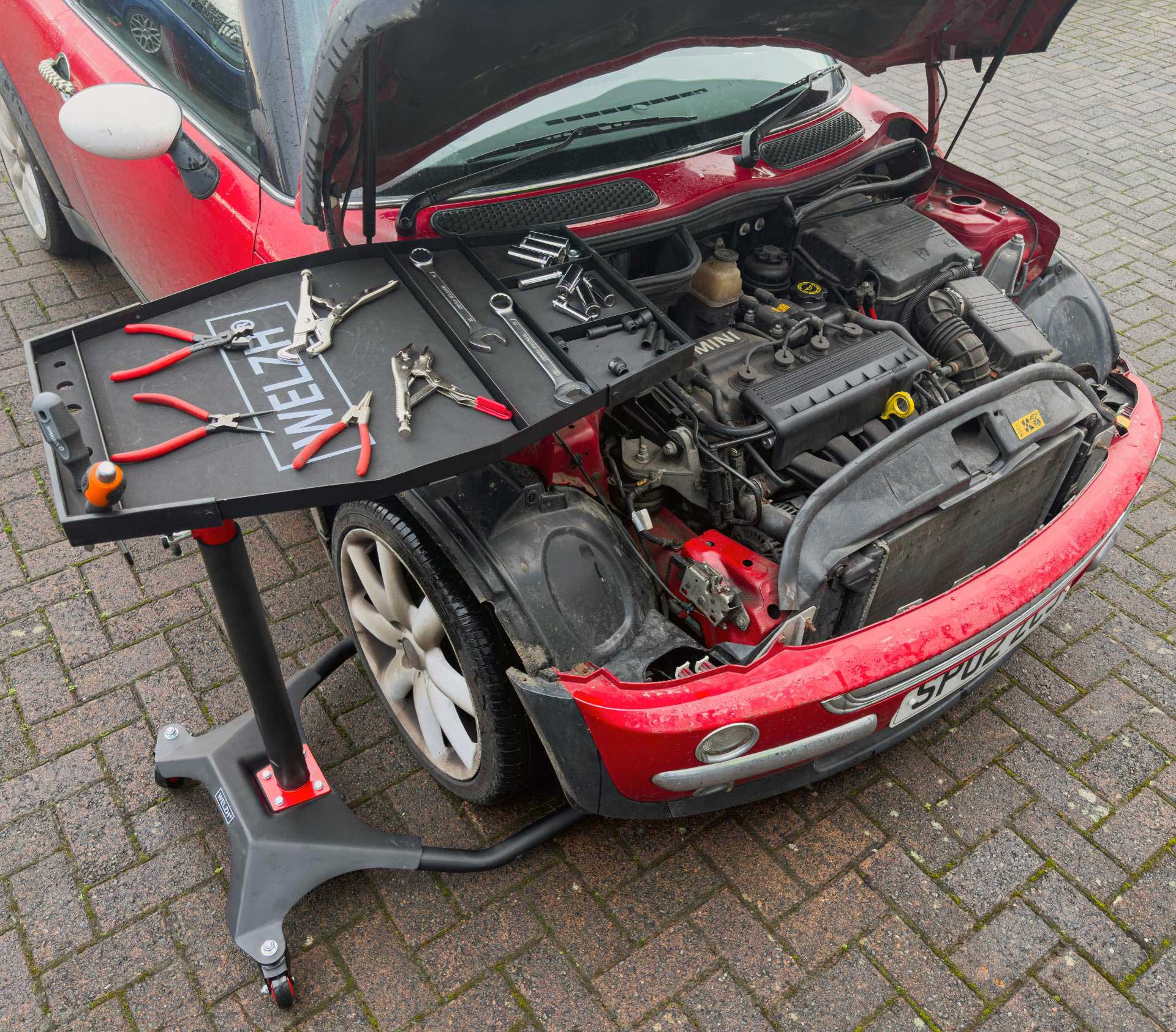 Pojízdný dílenský stolek, plně nastavitelný, Welzh