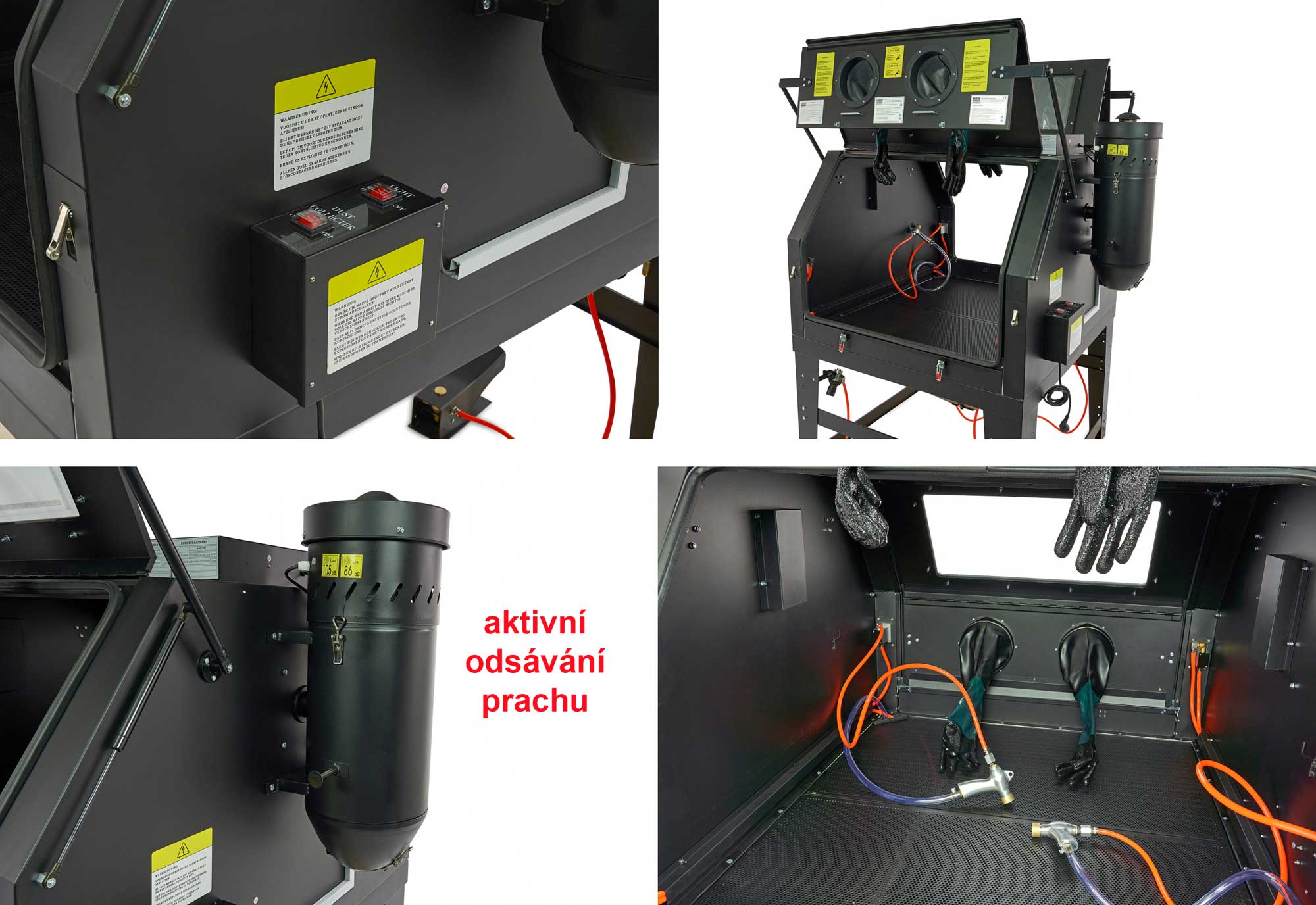 Profesionální pískovací box SBC 1200 s odsáváním - kabina pro tryskání (pískovačka)