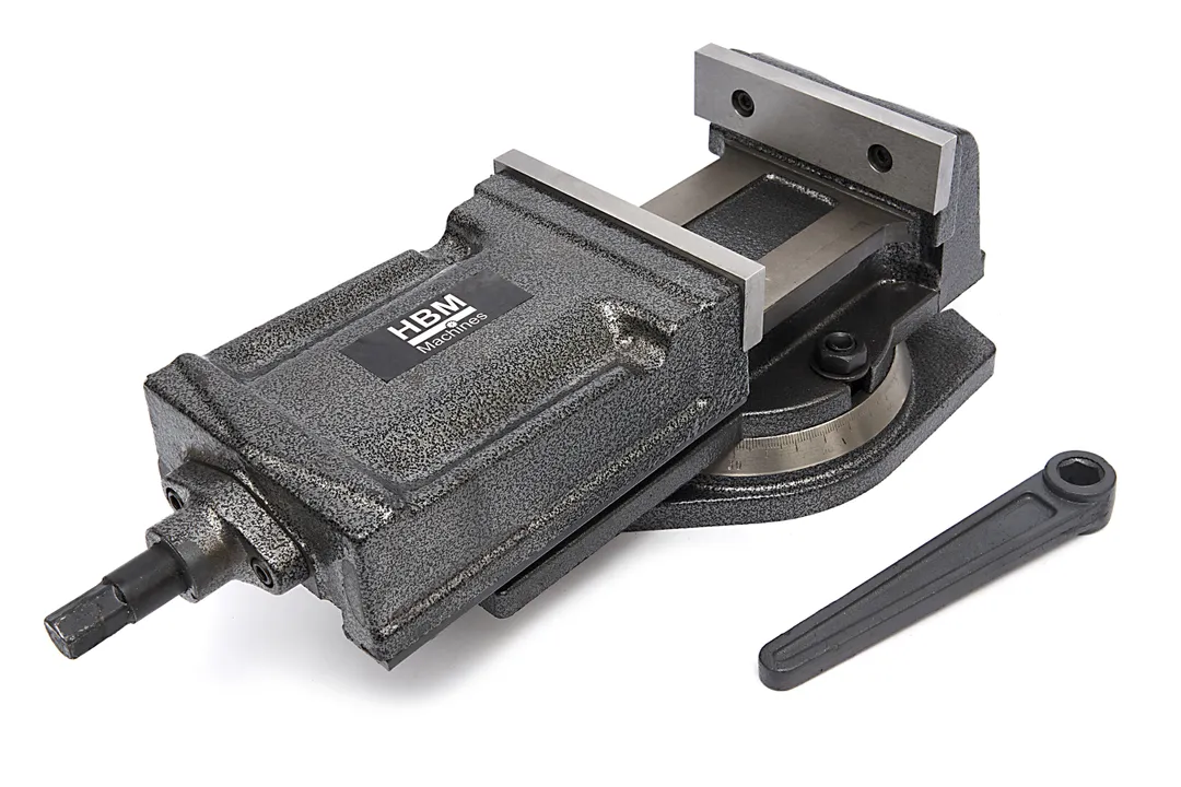 Litinový strojní svěrák 95 mm odnímatelnou otočnou základnou pro strojní obrábění