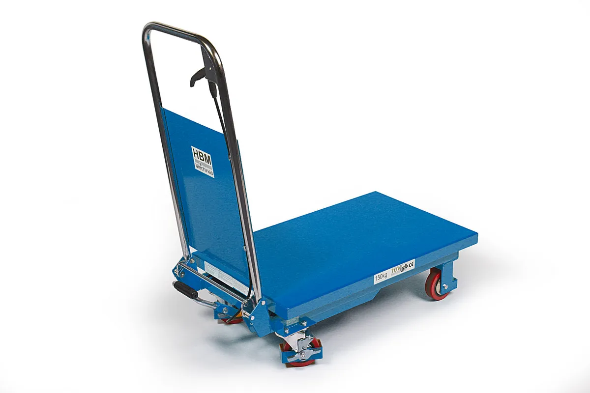 Manipulační vozík s hydraulickým stolem, nosnost až 150 kg, hmotnost 44 kg