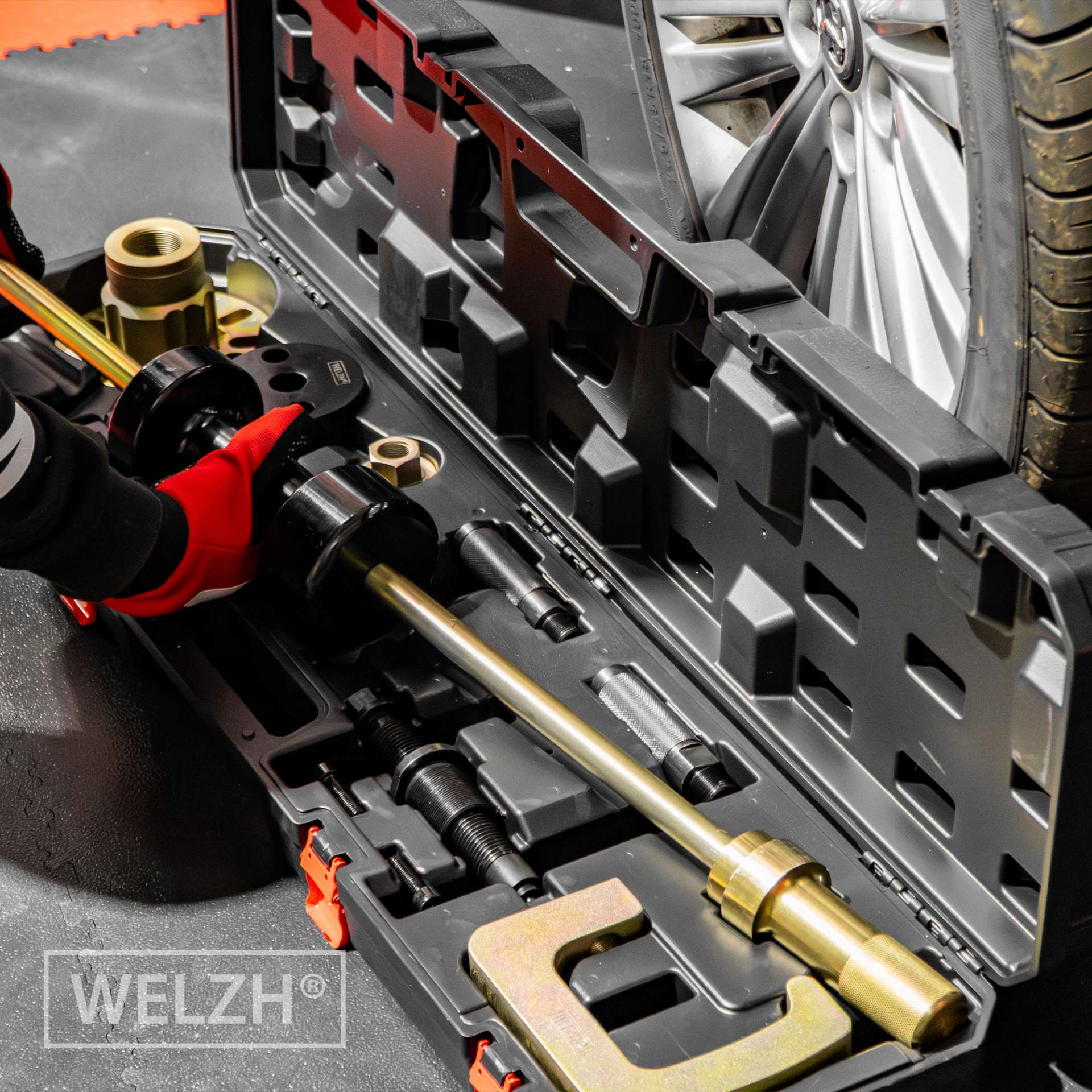 Master sada reverzního (kluzného) kladiva a stahováků nábojů kol pro vysoké zatížení, Welzh