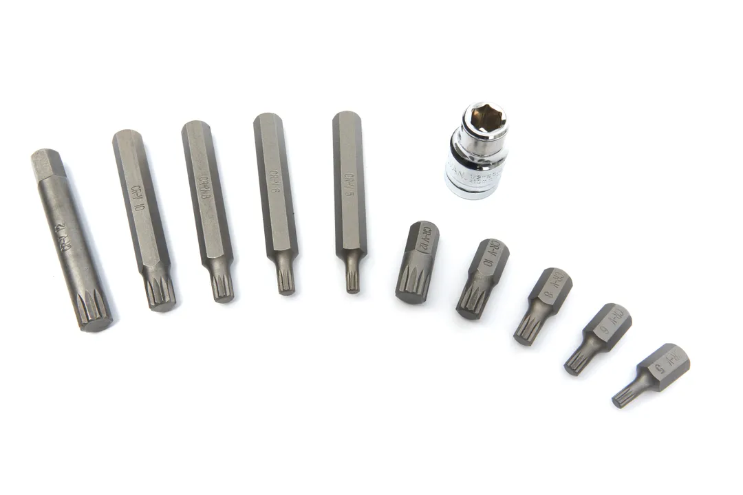 Sada XZN (spline) bitů dlouhých a krátkych  M5-M12 s gola adaptérem 1/2", 11 dílů, Cr-V