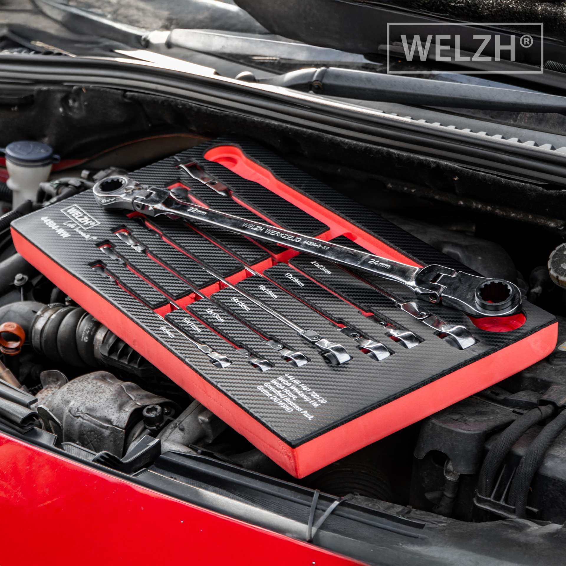 Klíče očkové ráčnové 8 - 24 mm, výkyvné, extra dlouhé, sada 8 dílů, Welzh