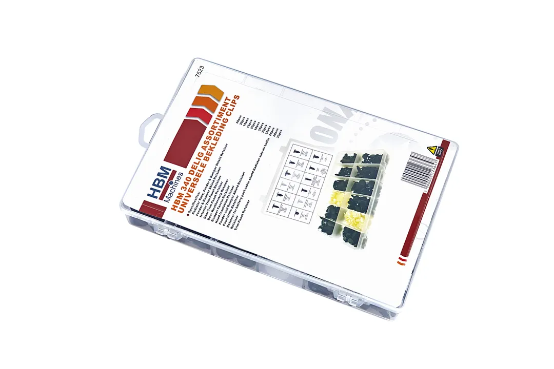 Sortiment plastových spon a svorek na čalounění a plastové díly automobilů, 340 ks