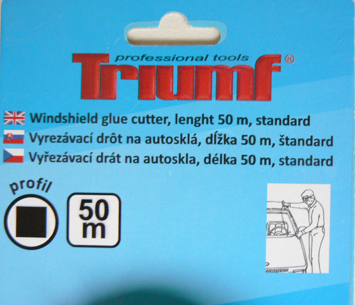 Struna vyřezávací na lepená autoskla, čtyřhranný profil, délka 50 m, Triumf