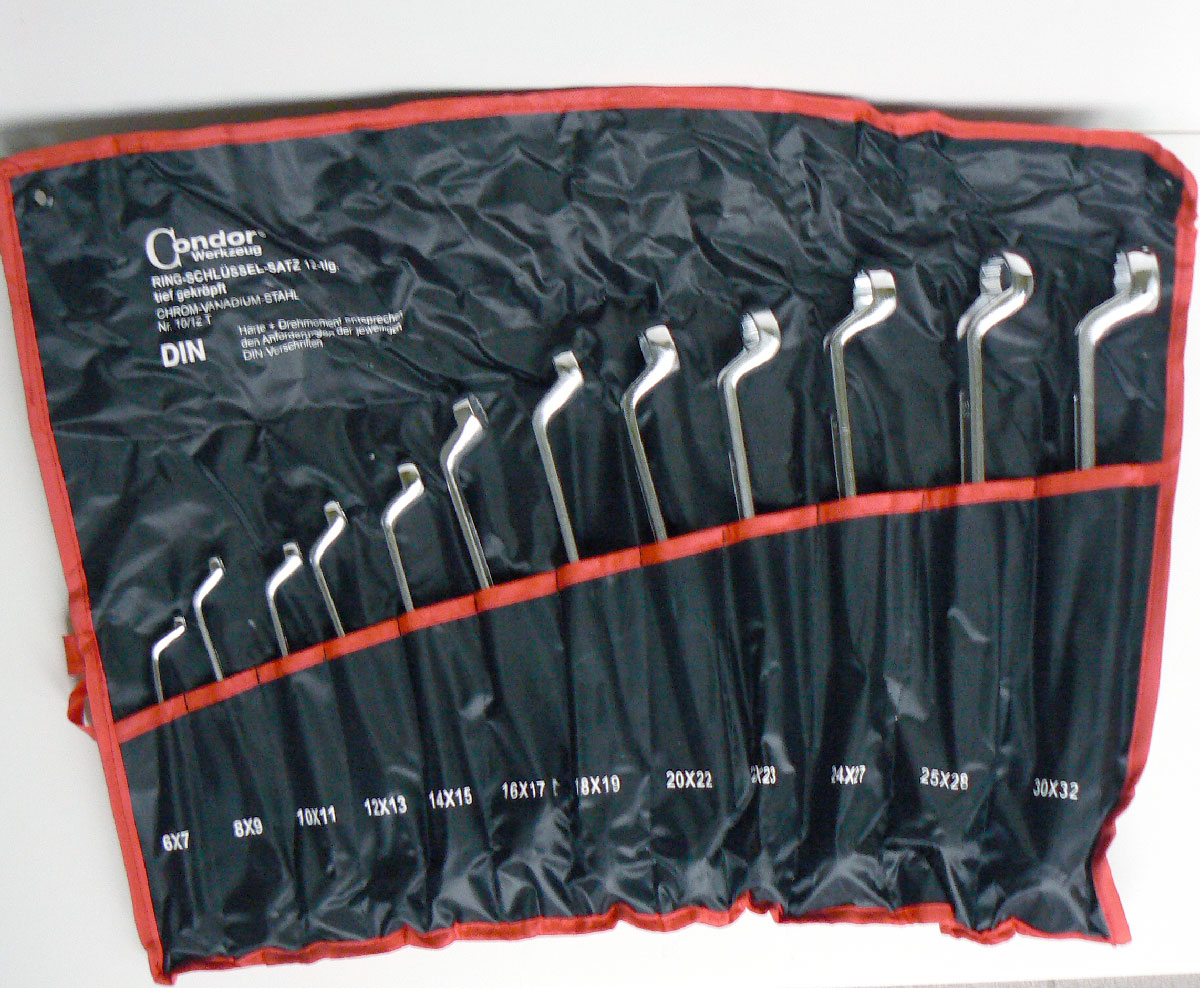 Klíče očkové - vyhnuté, 6 - 32 mm, sada 12ks,  textilní obal, Condor Werkzeug