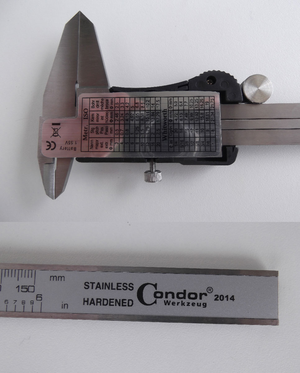 Měřítko posuvné digitální 150 mm, metrické i palcové, mnoho funkcí, Condor Werkzeug