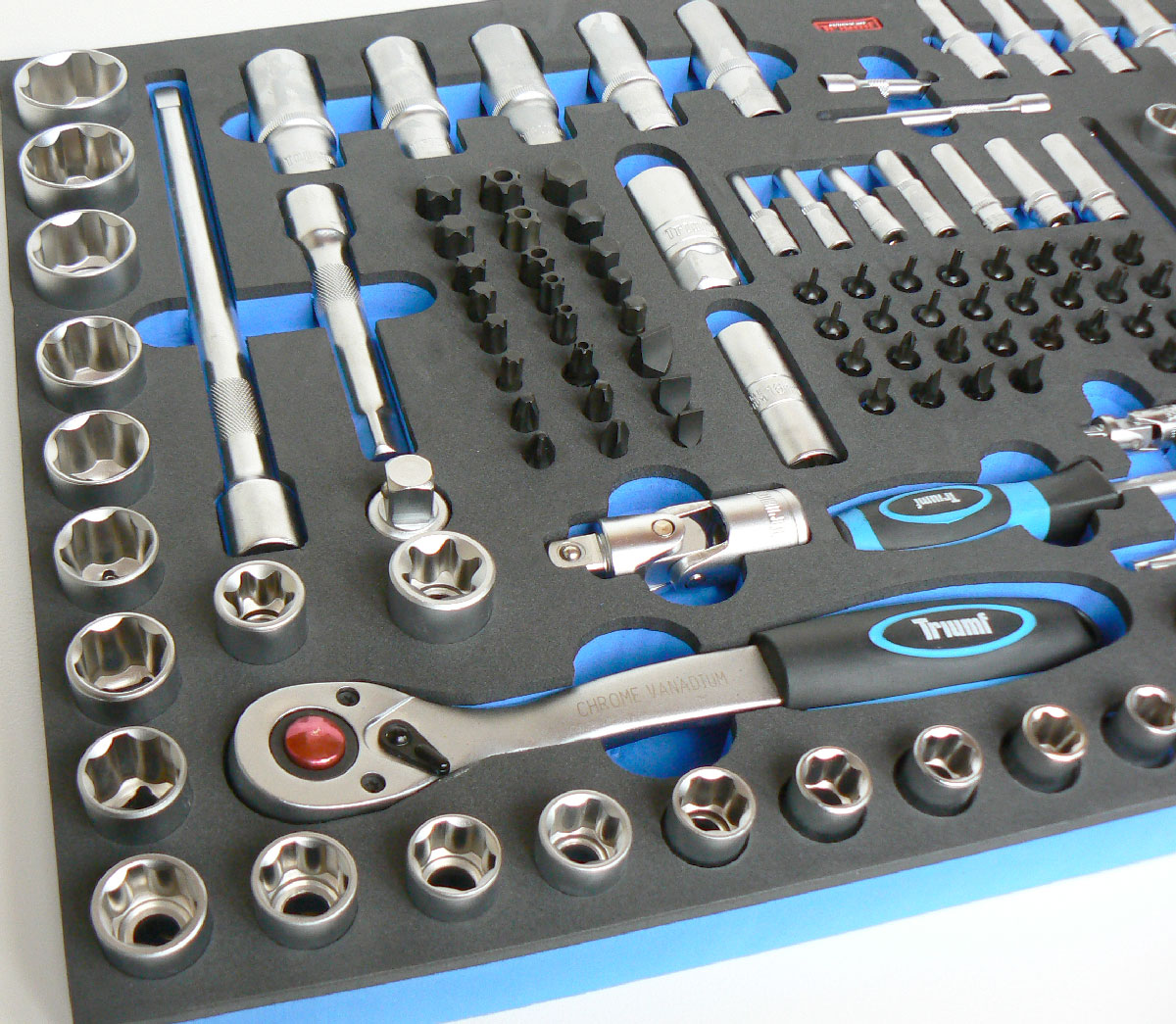 Modul gola sada 1/4“, 3/8“, 1/2“ 150 dílů, 585 x 405 x 35 mm, Triumf