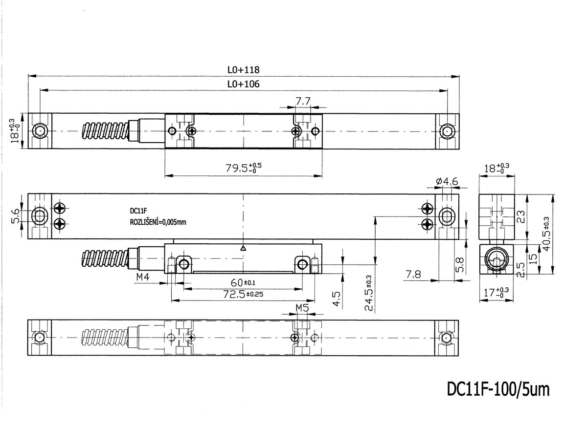 OS-100, optický lineární snímač polohy - 100 mm, Warco