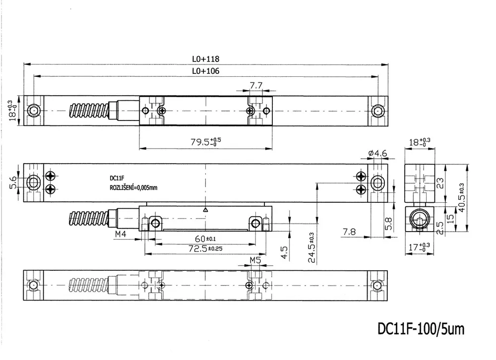 OS-450, optický lineární snímač polohy - 450 mm, Warco