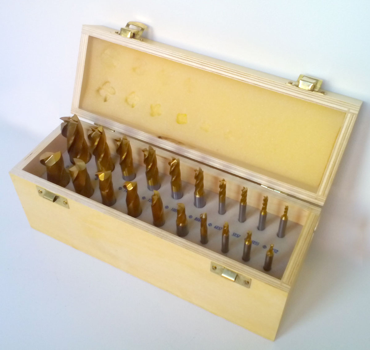 Frézy + drážkové frézy, HSS-TiN 4 břity, 3 - 20 mm, sada 10 + 10 dílů, Warco