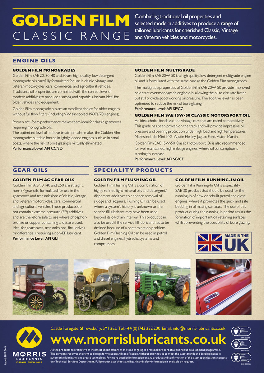 Morris Golden Film 20W-50 Classic Motor Oil, 1l