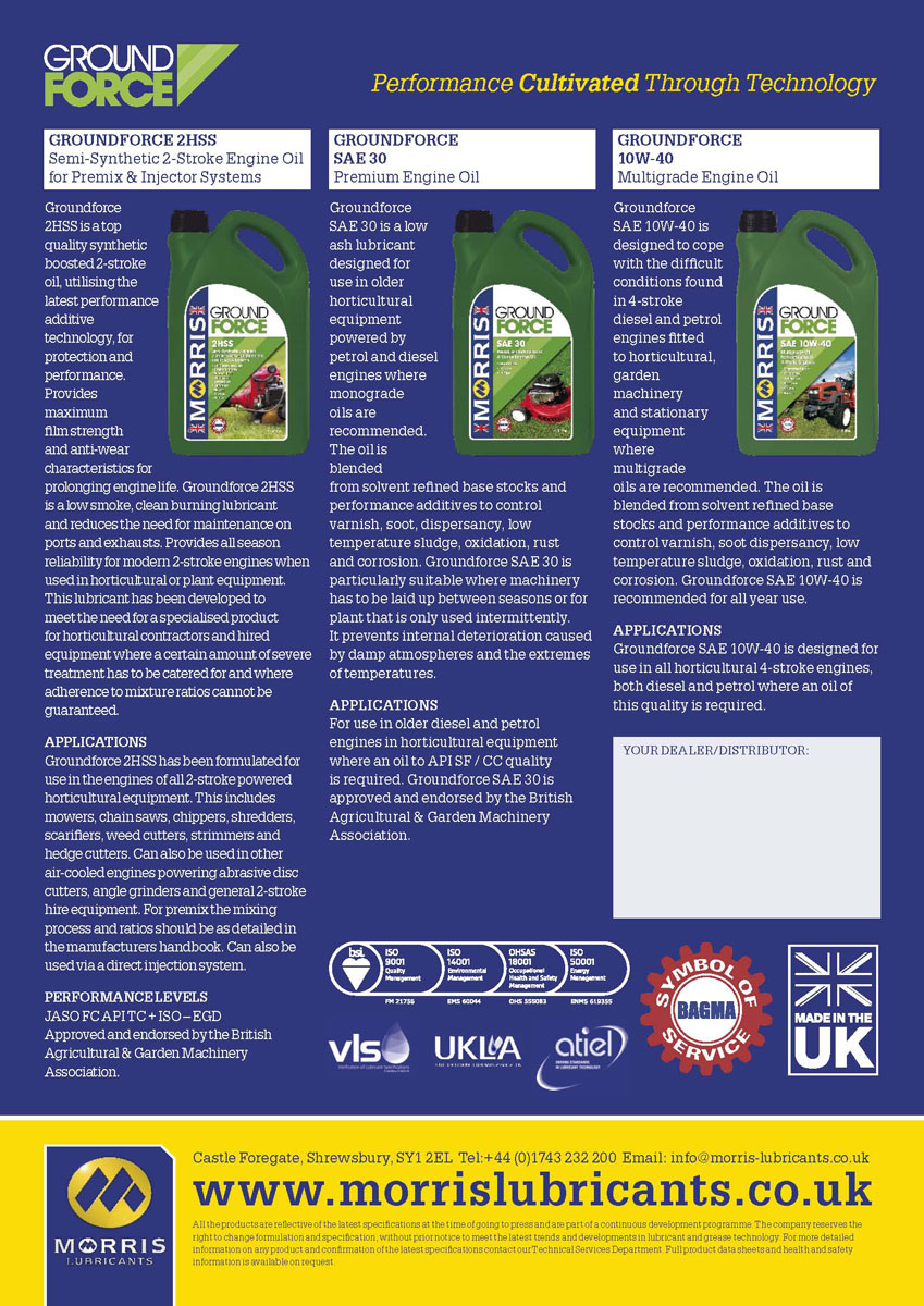 Morris Ground Force 2HSS,  2T olej do benzínu pro zahradní techniku, 4l