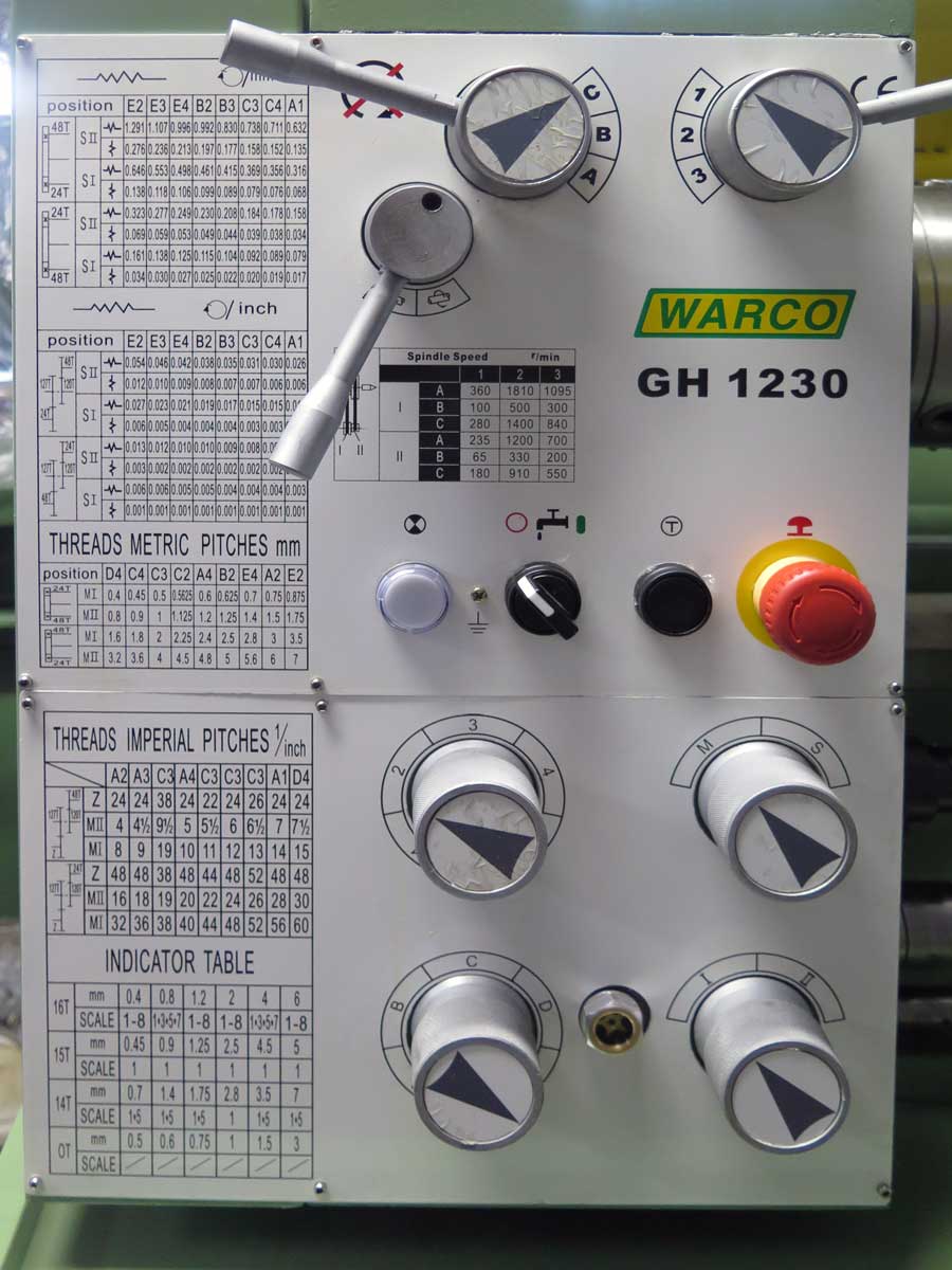 Warco GH1236, klasický hrotový soustruh na kov s převodovkou, 1f, 1.5kW - 620 kg