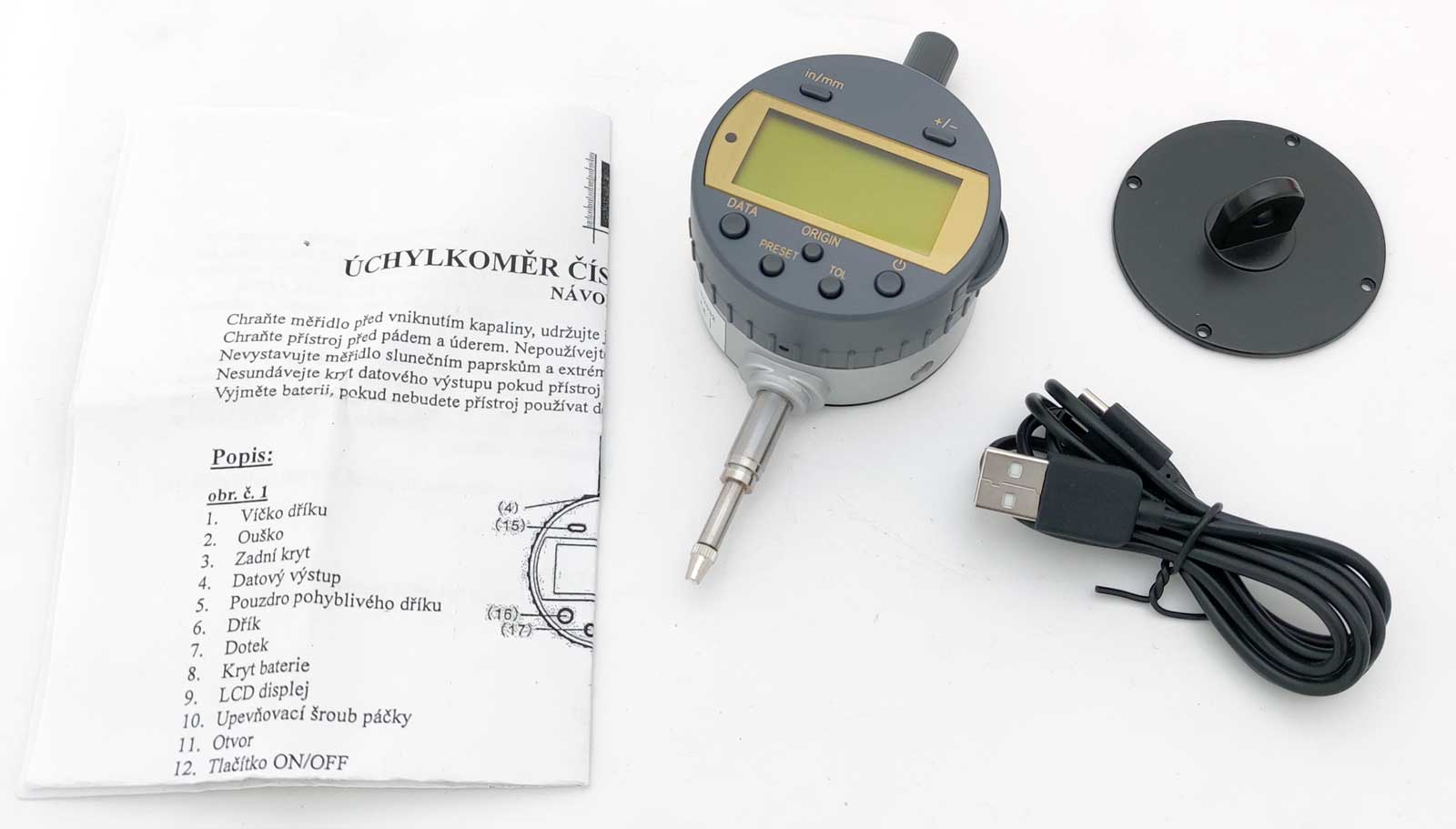 Odchylkoměr / úchylkoměr digitální, BLUETOOTH, dělení - 0.01 mm - PROFI, KM