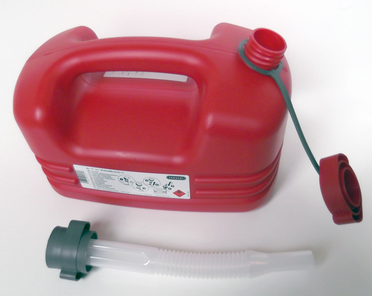 Kanystr plastový na PHM, 5l s výlevkou, Pressol