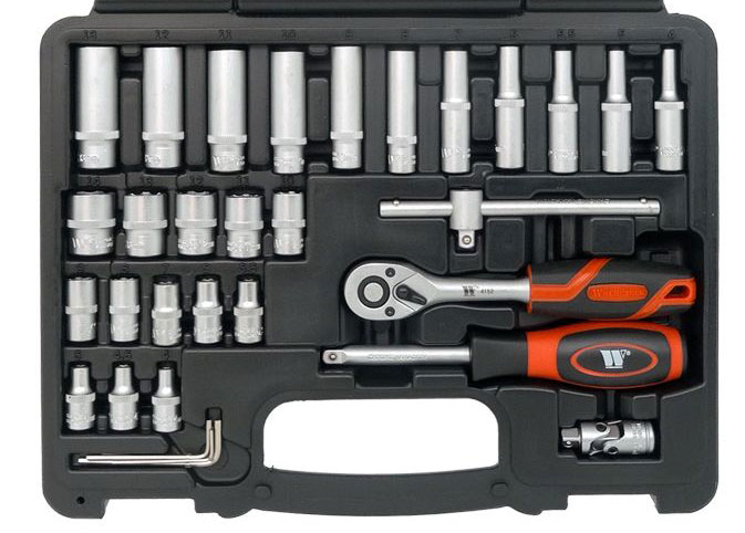 Gola sada 1/4", standardní a prodloužené hlavice super-lock, bity, 57 dílů, Welzh