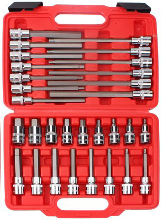 Velká sada 1/2" hlavic s bity, CrV, XZN-Torx-Inbus, standardní a prodloužené, 88 dílů, Welzh