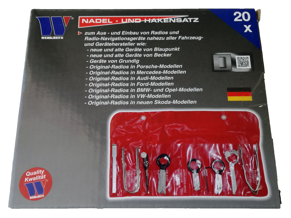 Sada přípravků na demontáž autorádií, 20 dílů, Welzh