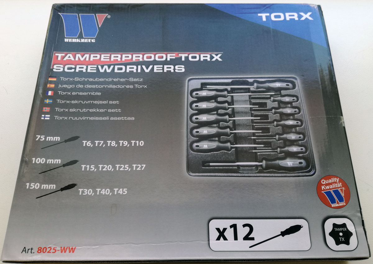 Sada šroubováků Torx T6-T45, 12 dílů, Welzh
