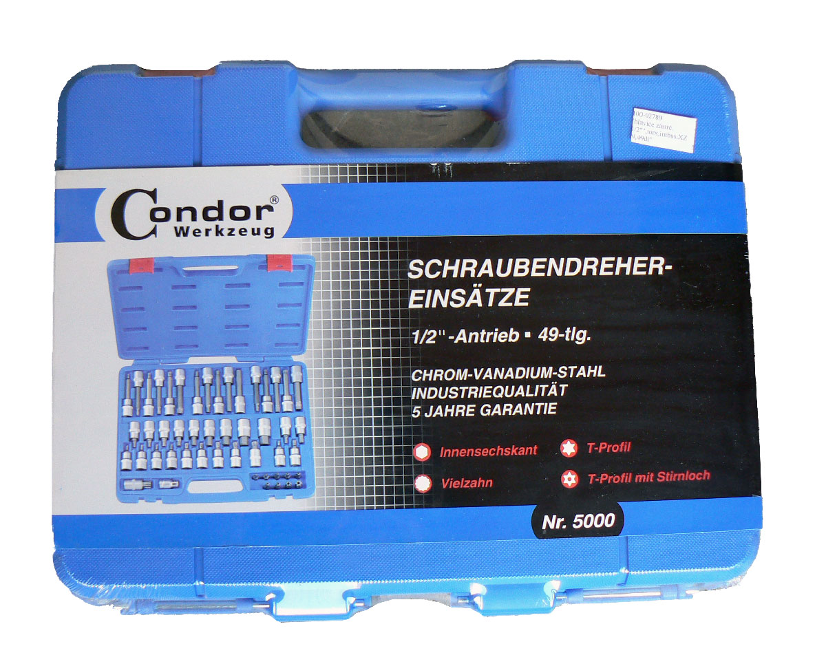 Hlavice zástrčné 1/2", Inbus - Torx - XZN, sada 49 dílů, Condor Werkzeug