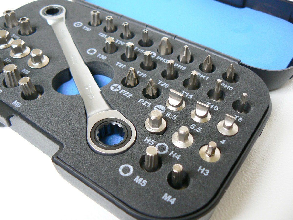 Bity s ráčnovým klíčem, CrV, sada 37 dílů, Condor Werkzeug