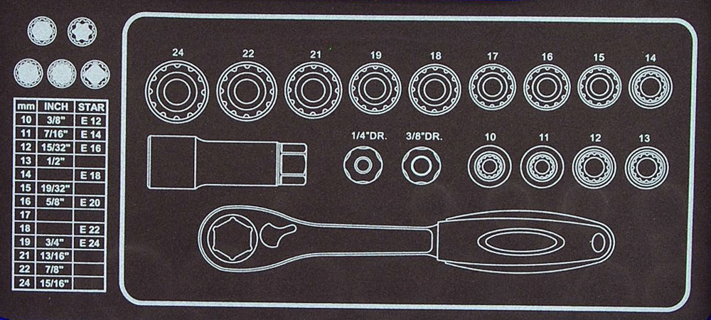 Gola sada průchozí, VARIOPLUS, 10-24 mm, 17 dílů, Condor Werkzeug