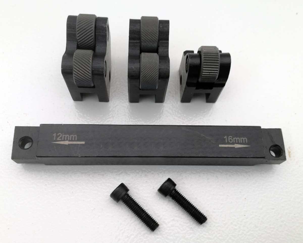 Rádlovací držák jednostranný, obousměrný, dřík 15 mm, 3 rádlovací hlavy