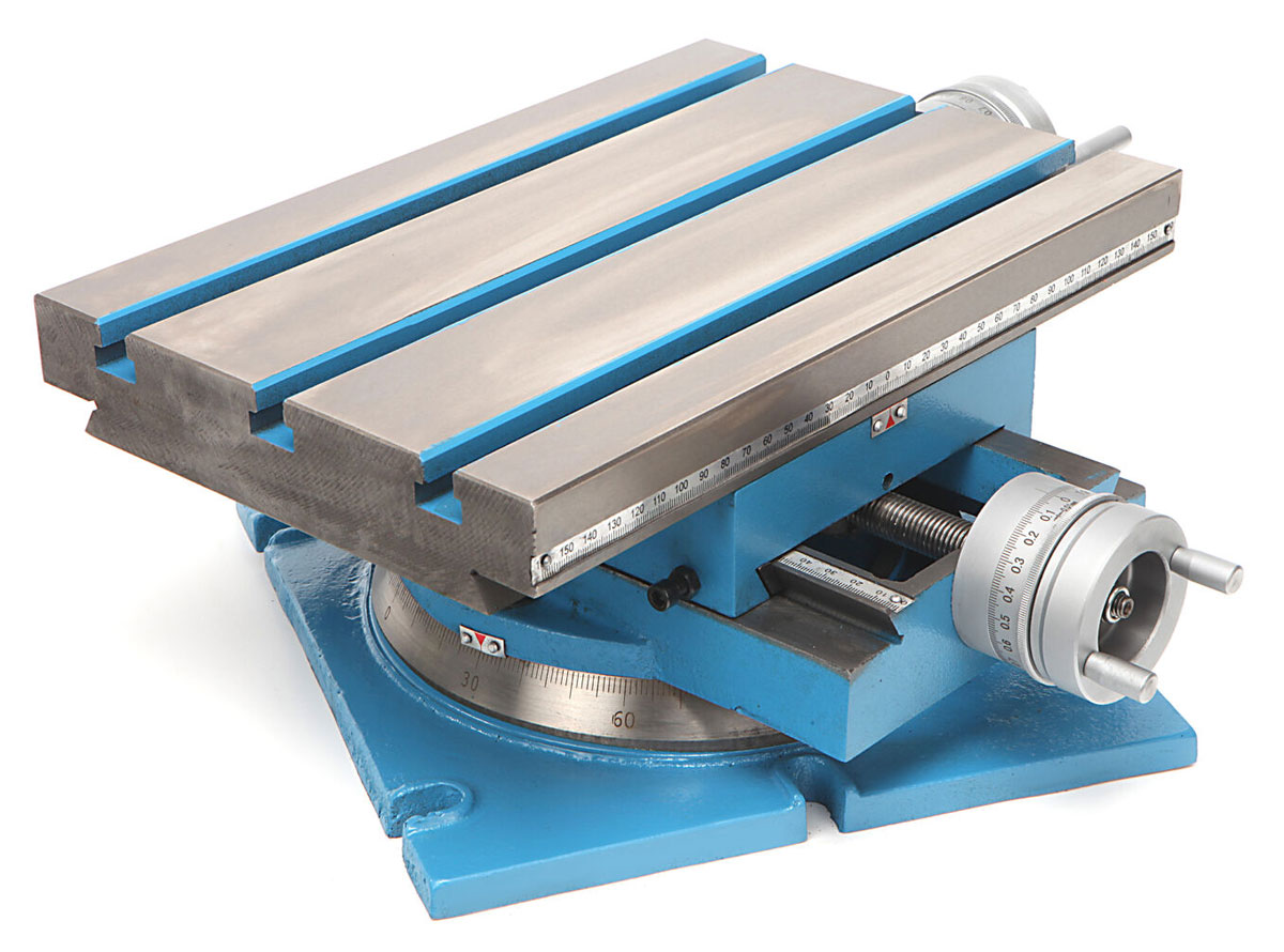 Křížový stůl 330 x 220 mm s otočnou základnou pro frézování nebo vrtání, 33 kg