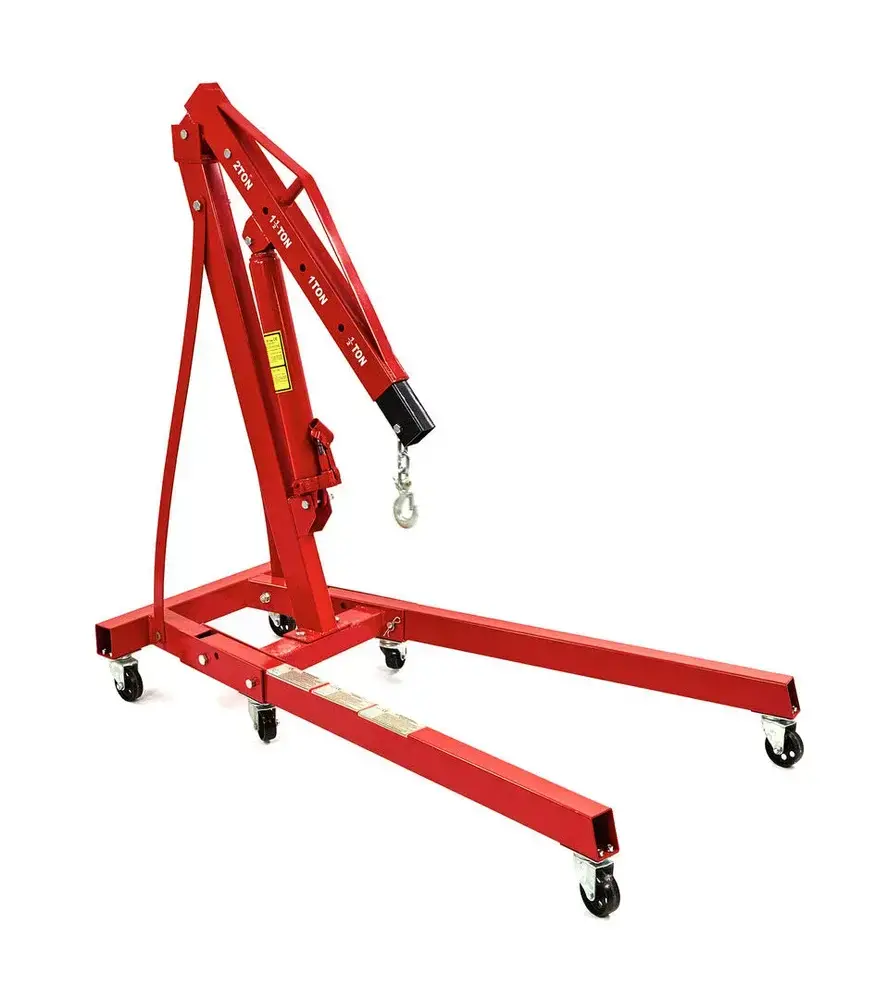 2 tunový hydraulický skládací zvedák / dílenský jeřáb / žirafa s výsuvným ramenem - na motory, stroje atd...
