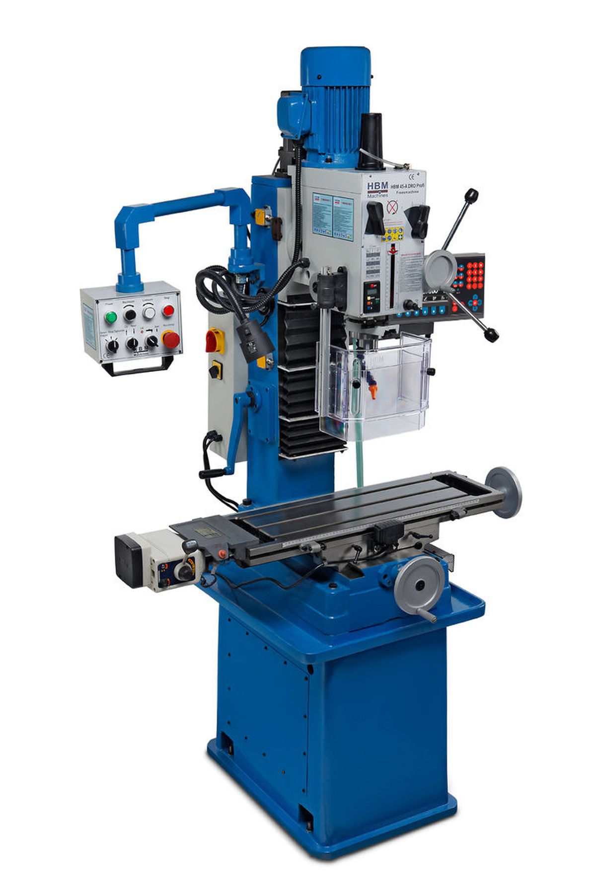 HBM BF 45 Profi DRO-LCD robustní frézka na kov, ISO 30, 3-osy DRO, chlazení, 400V-3f - 580 kg