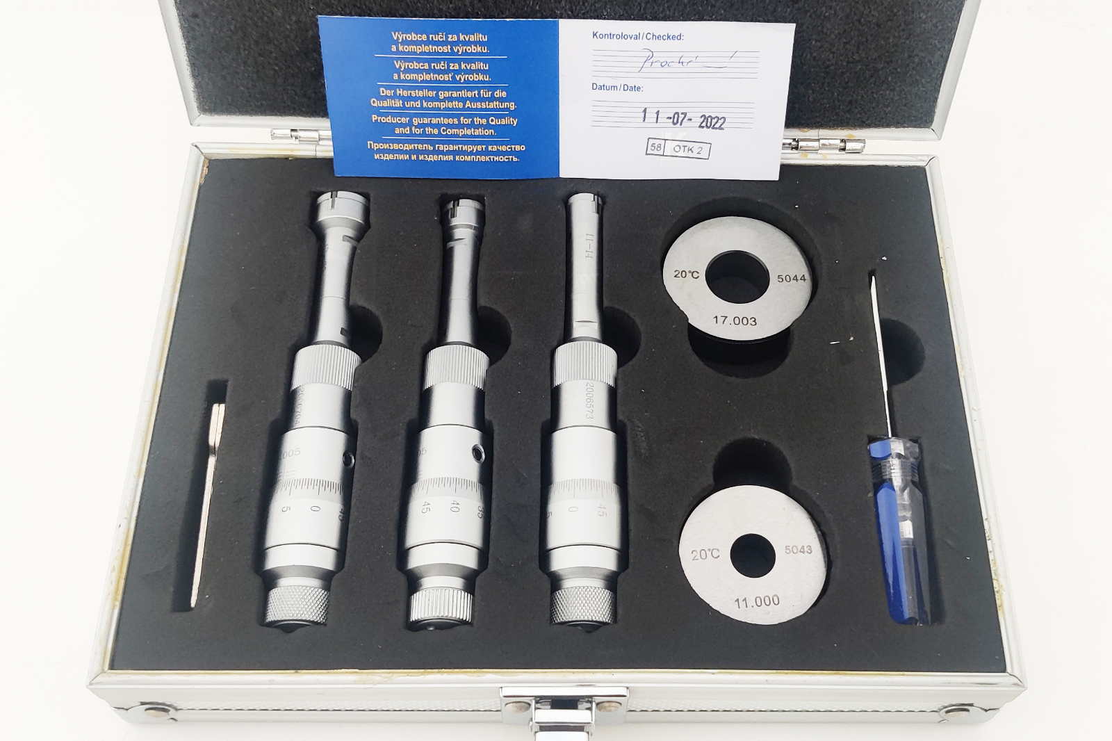 Mikrometr třídotekový 11 - 20 mm, sada, DIN 863, KM