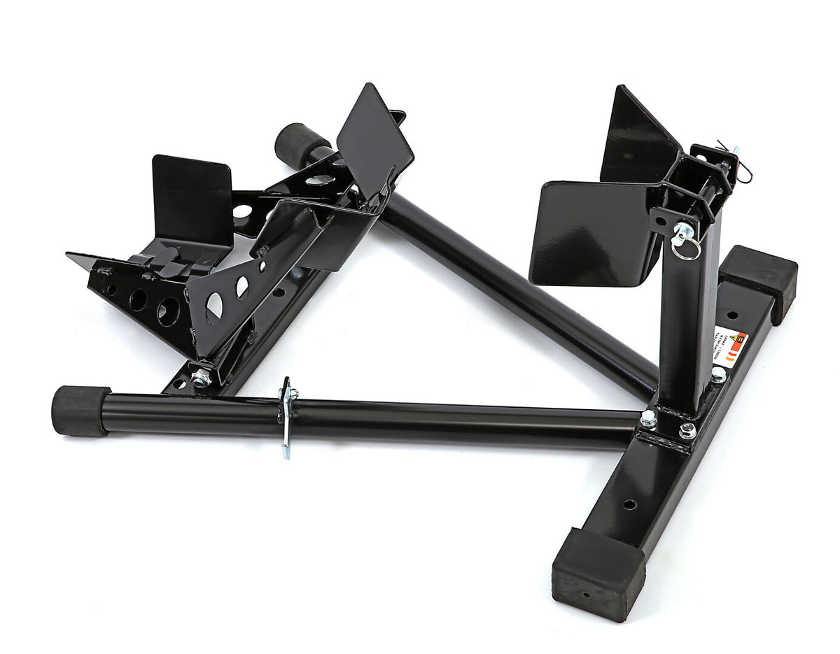 Motocyklový protipojezdový stojan pro uchycení přední pneumatiky, Model 1, černý