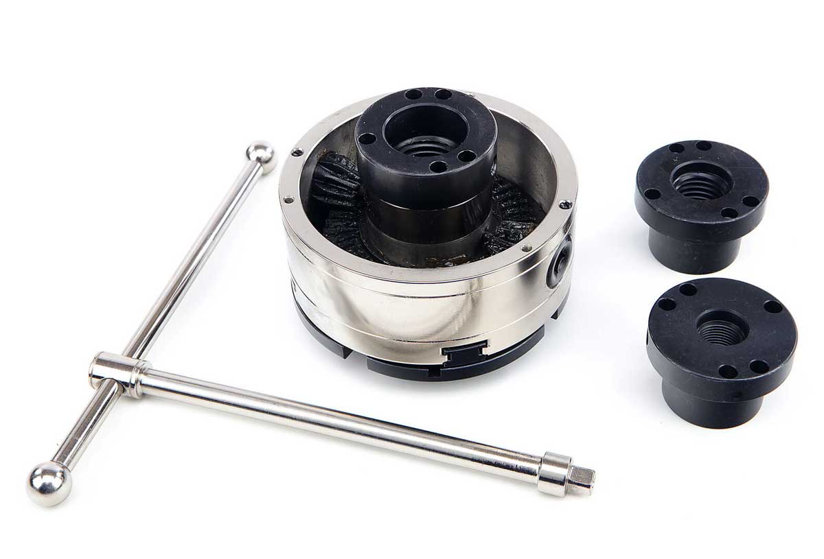 Samocentrovací sklíčidlo CK 6-4 H pro soustruh na dřevo, 150 mm, s adaptéry a příslušenstvím