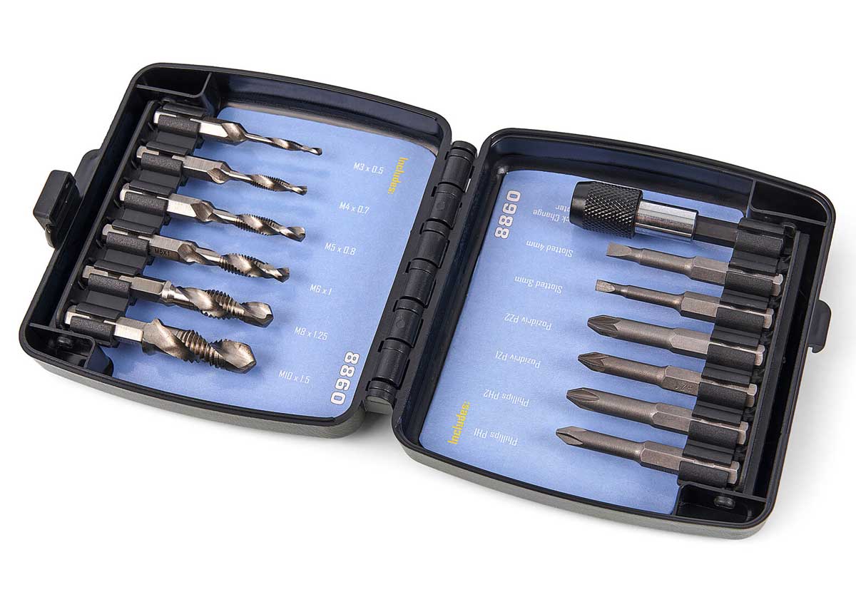 Sada vrtacích bitových závitníků M3 - M10 a bity s držákem bitů