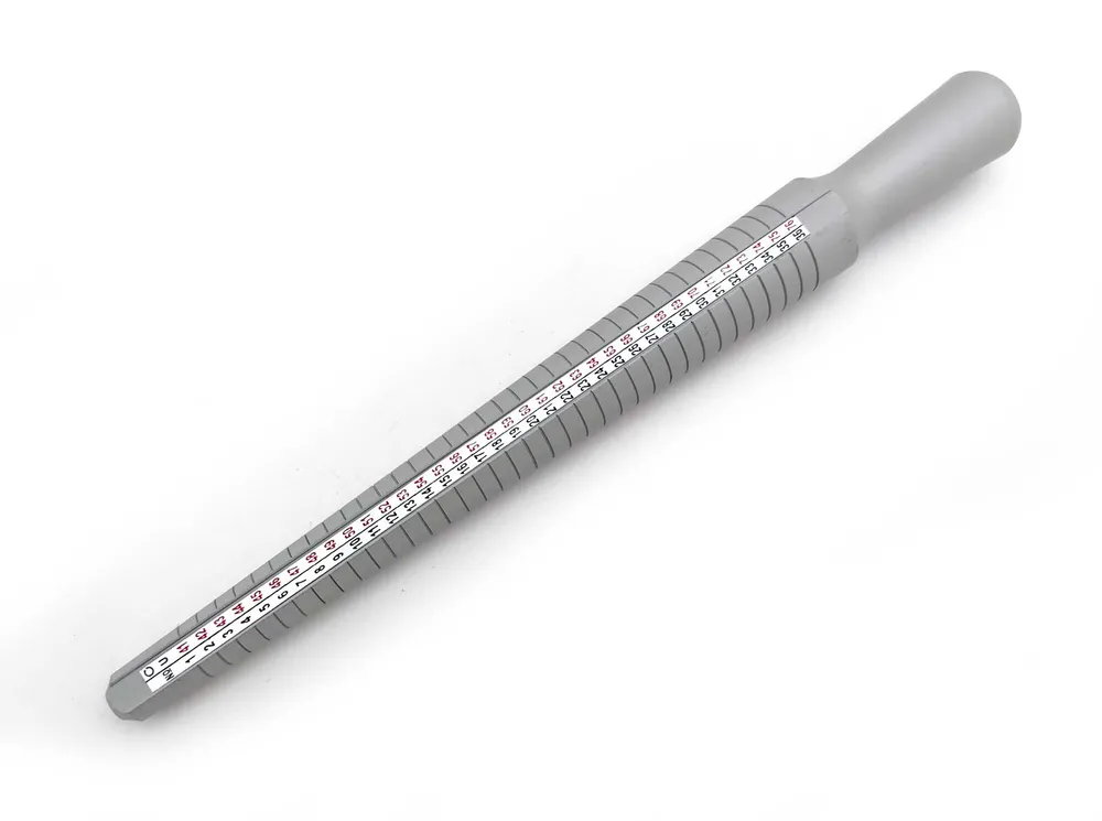 Hliníkový měřící trn na prstýnky nebo O-kroužky a sada kroužků 13 - 25 mm