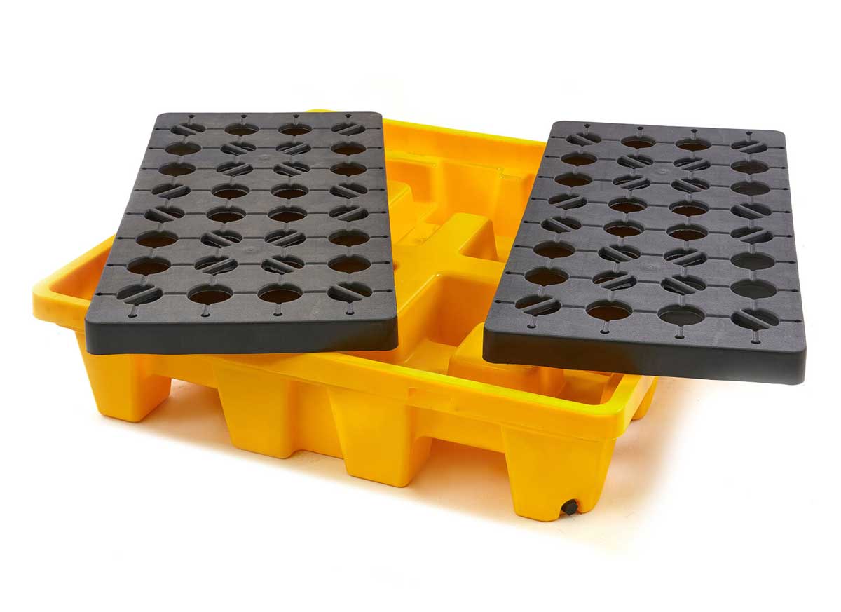 Plastový sběrný rošt / nádoba na olej a kapaliny pro 4 sudy,  230 l, nosnost až 500 kg