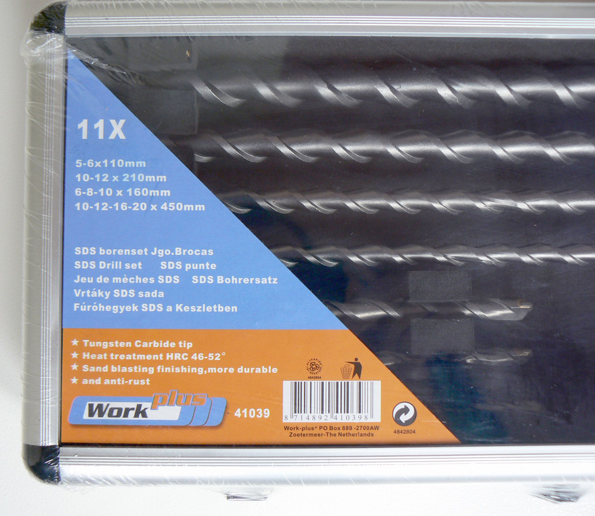 Vrtáky SDS Plus 5.0 - 20.0 mm, sada 11 dílů v kazetě, Work Plus