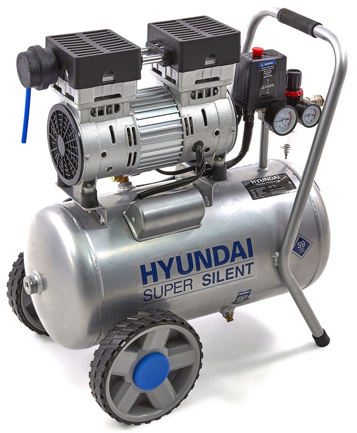 Tichý bezolejový kompresor 24 l, 2-válcový, 8 bar, 750 W, HYUNDAI