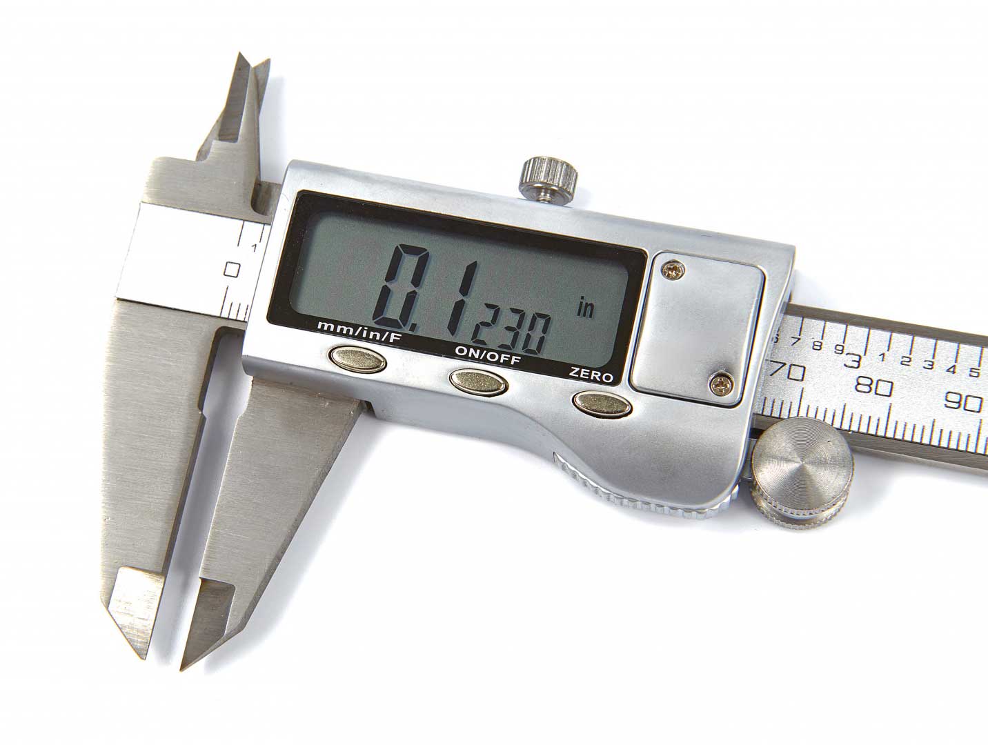 Měřítko posuvné digitální 300 mm, mm/inch, posuvné kolečko pro nastavení palcem, kovové tělo, zobrazení i pro palcové zlomky