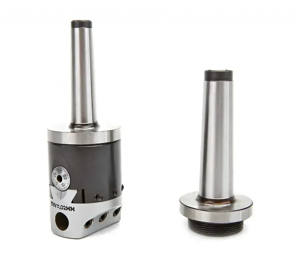 Off-set vyvrtávací hlava s výměnnými kužely MK2 / MK3, průměr hlavy 50 mm, včetně karbidových nožů a fly cutteru