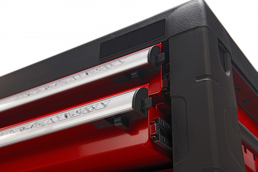 Robustní skříňka na nářadí se 4 zásuvkami - ČERVENÁ