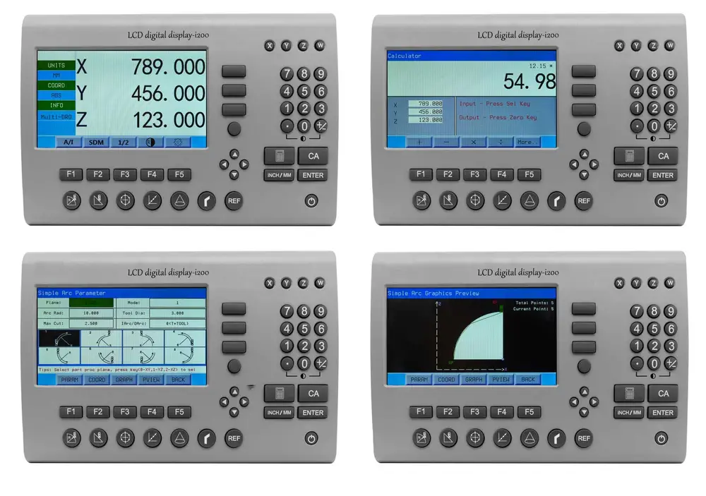 i200 DRO - profesionální digitální odměřovací jednotka pro soustruh i frézku, 3 osy, velký LCD displej, made by SINO