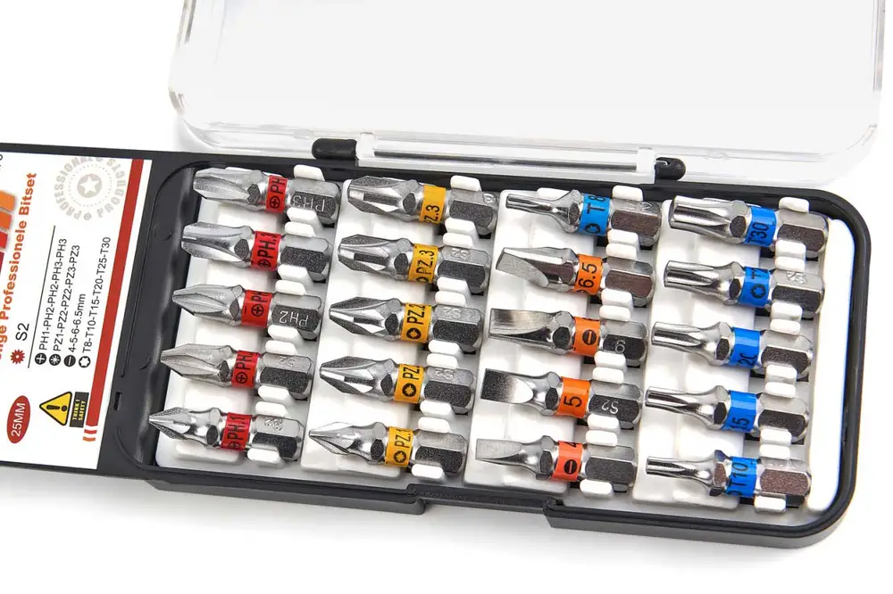 Sada kvalitních bitů - bity PH, PZ, SL, Tx, ocel S2, sada 20 dílů