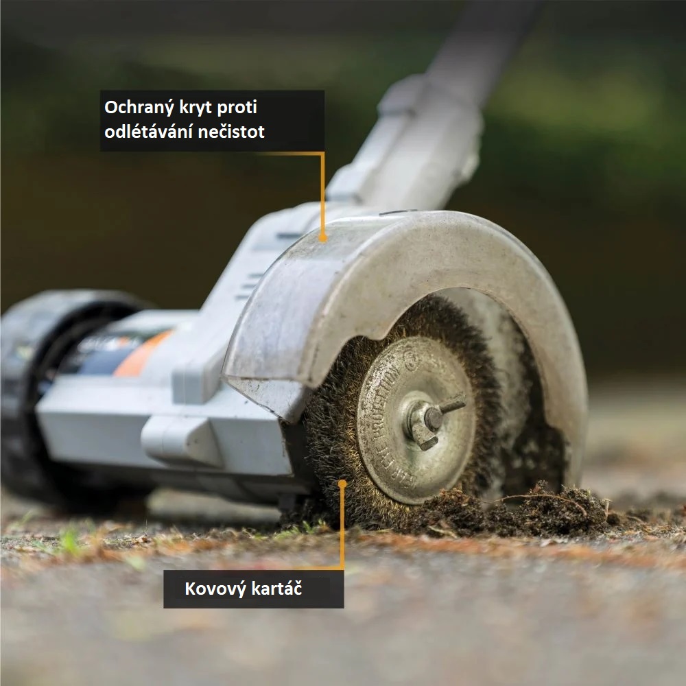 Aku bezdrátový kartáč na čištění spár, odstraňovač plevele, mechu a nečistot, 18V Li-Ion, 1200ot./min., průměr 100mm, bez baterie a nabíječky, bateriová platforma MAXXPACK BATAVIA