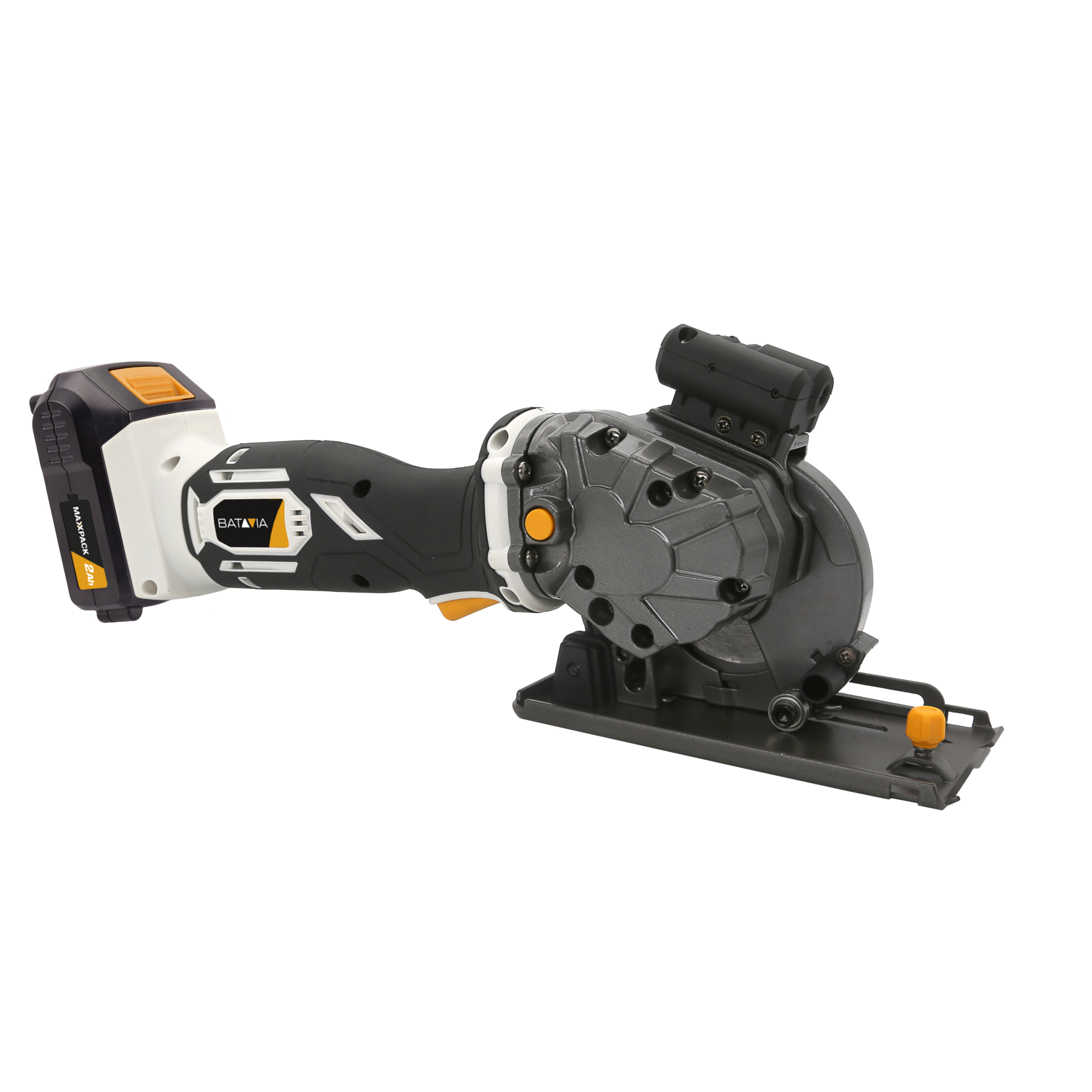 Aku bezdrátová, jednoruční, mini kotoučová ponorná pila s laserem, 18V Li-Ion, bez baterie a nabíječky, bateriová platforma MAXXPACK BATAVIA
