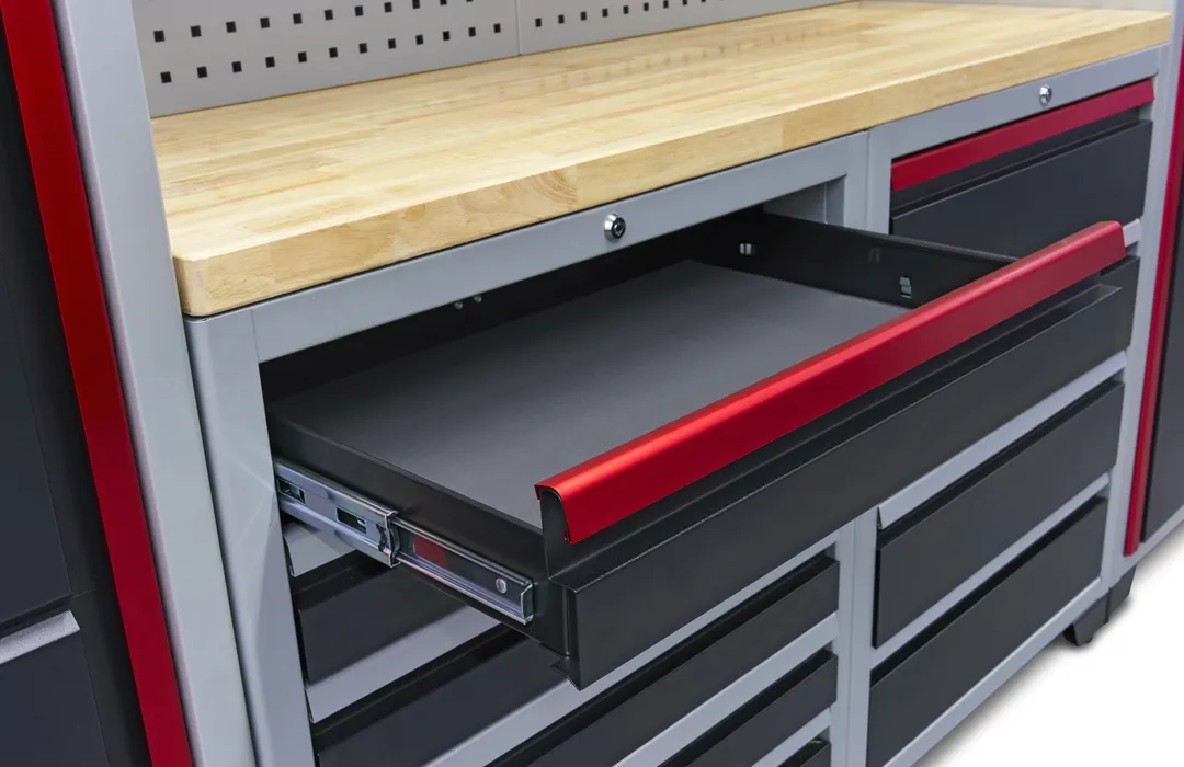 Profesionální luxusní modulární úložný systém pro dílnu, 16 dílů, černo-červený
