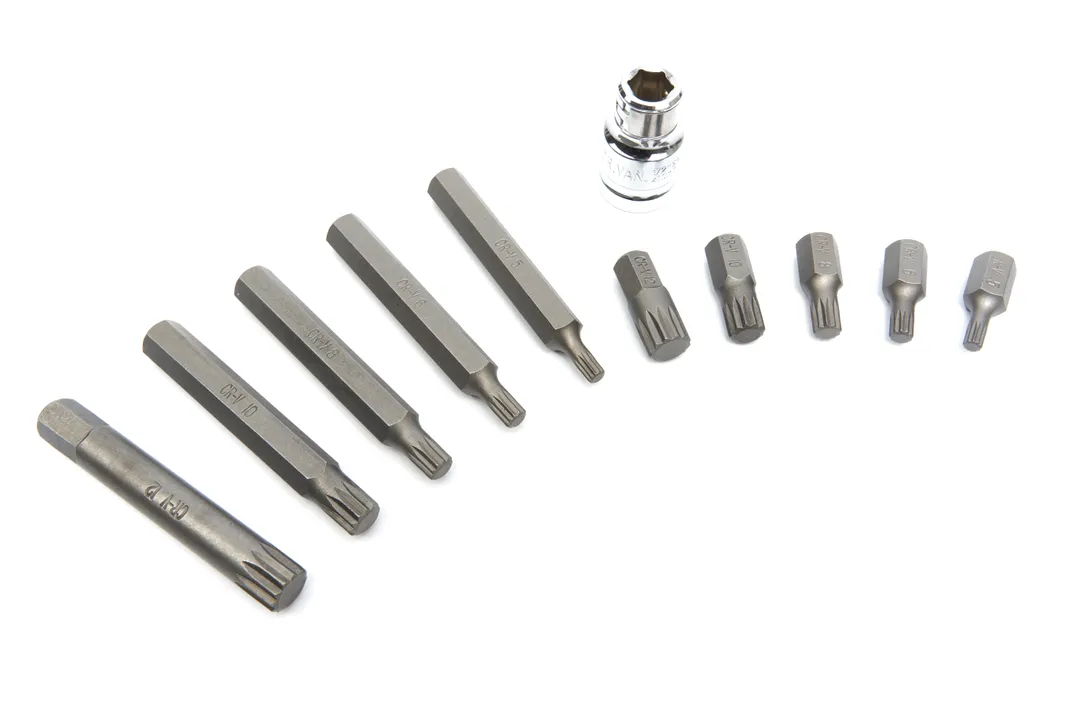 Sada XZN (spline) bitů dlouhých a krátkych  M5-M12 s gola adaptérem 1/2", 11 dílů, Cr-V