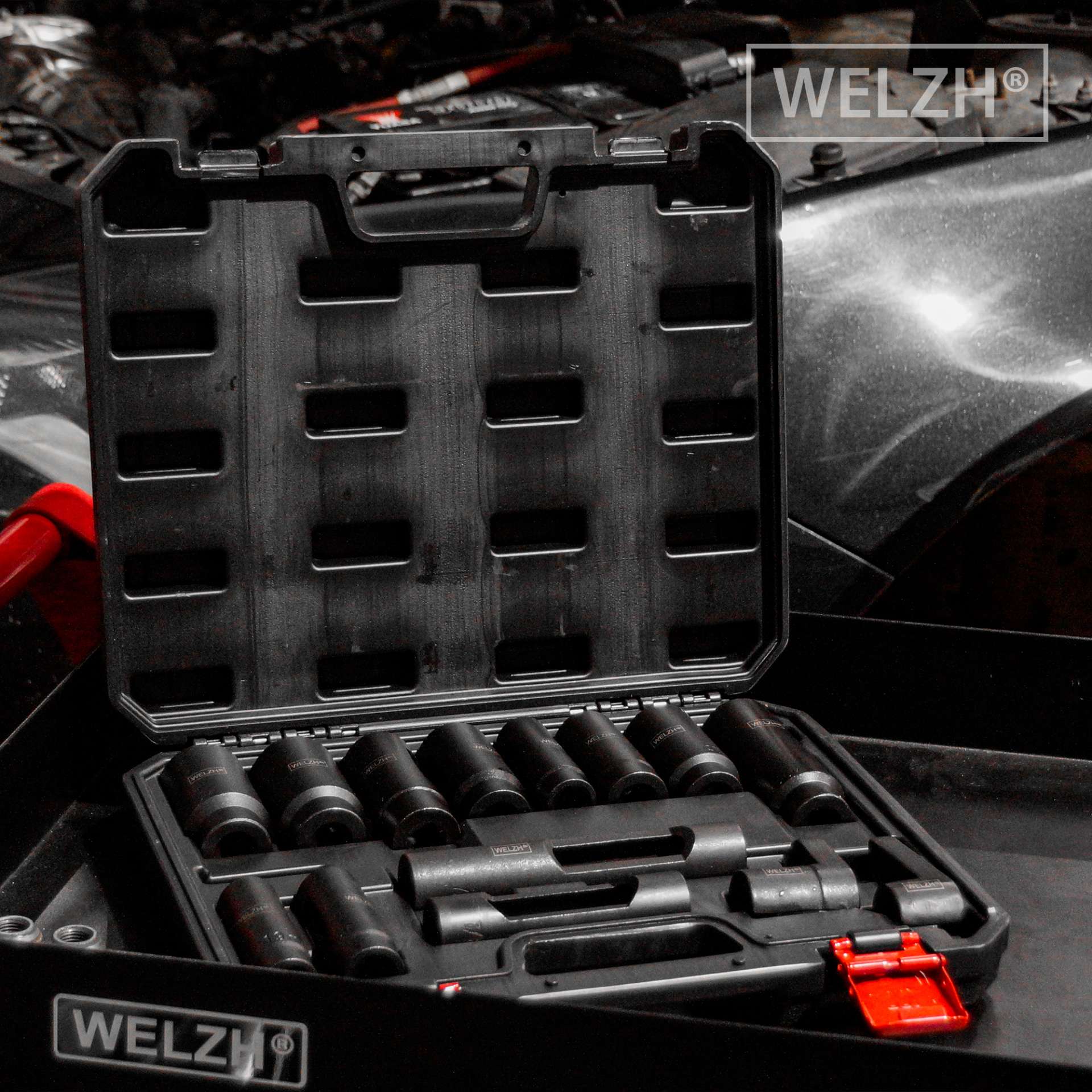 Komplexní sada nástrčných hlavic na vstřikovače, snímače a lambda sondy, sada 14 dílů, Welzh
