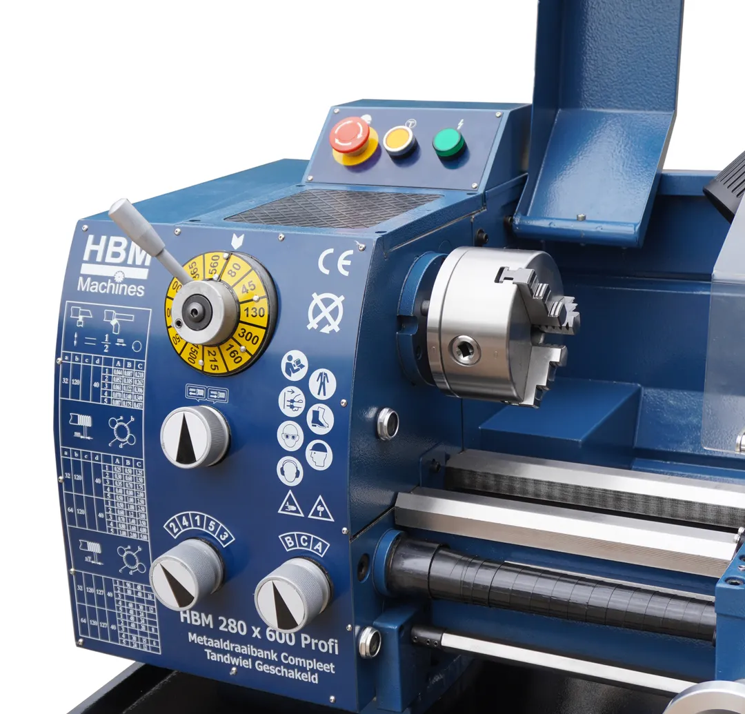HBM 280 x 600 Profi, klasický hrotový soustruh na kov s převodovkou, 1f, 750 W, 225 kg